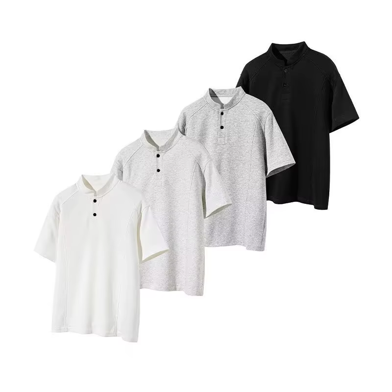 Polo à manches courtes col Henley style américain pour homme – Nouvelle collection été 2026 – T-shirt Cleanfit