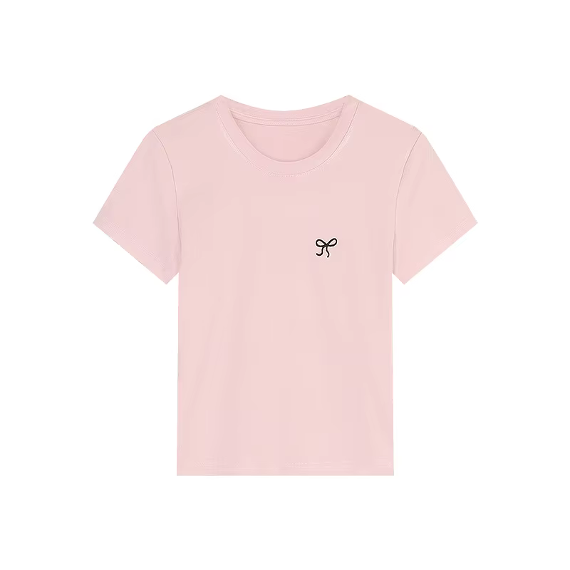 T-shirt Coréen K-Pop Rose Mignon Kawaii pour Femme – Style Vintage Y2K Crop Top – Vêtements d'Été Pas Chers