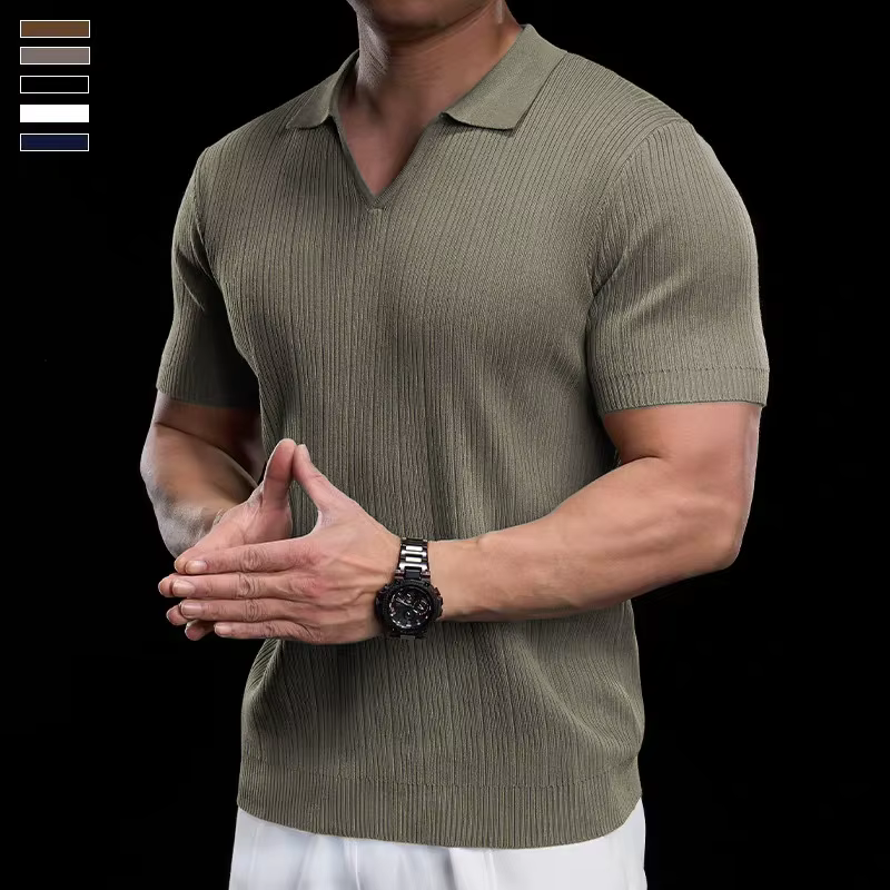 Polo en tricot côtelé pour homme