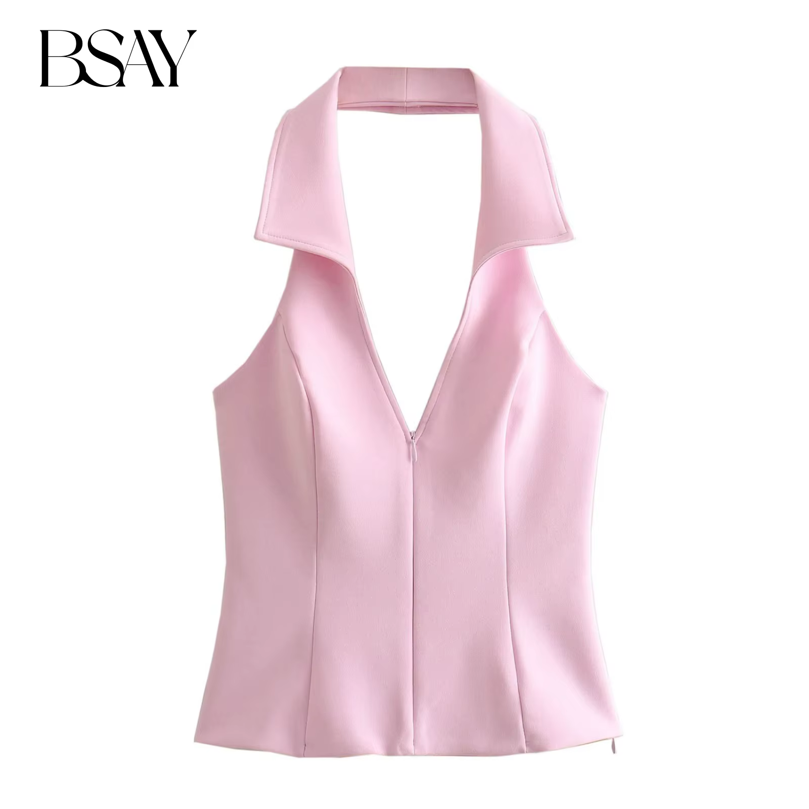 BSAY femmes mode été nouvelle chemise sans manches Style haut à licou Blouse vêtements de rue gilet réservoir Chic dames culture hauts Mujer