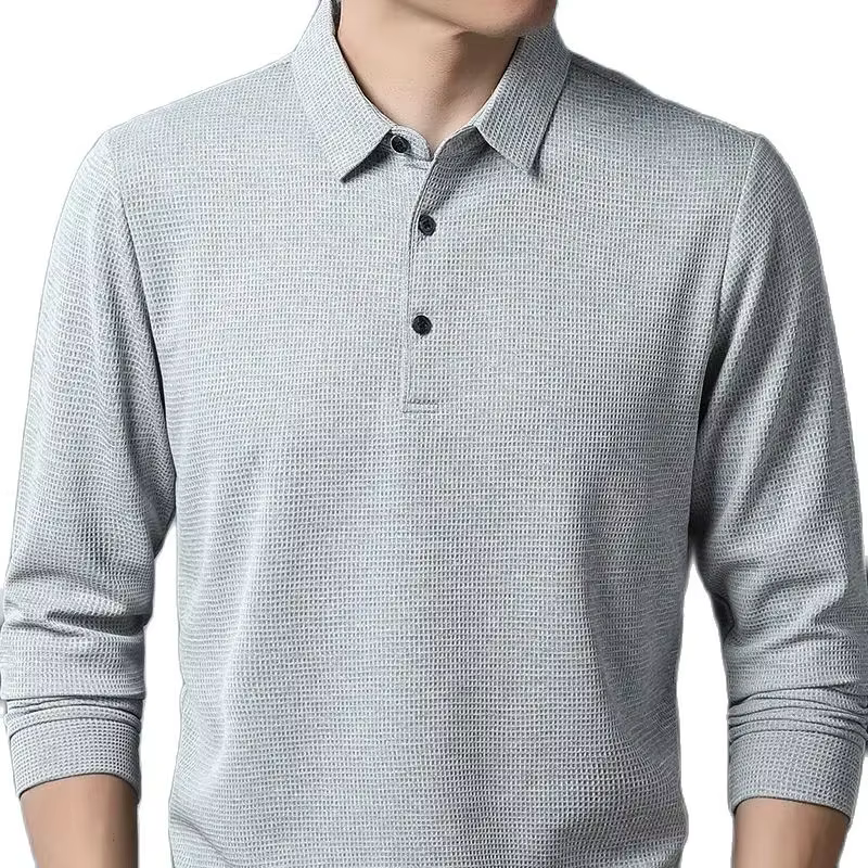 SHiONFA-T-shirt à manches longues gaufré pour hommes
