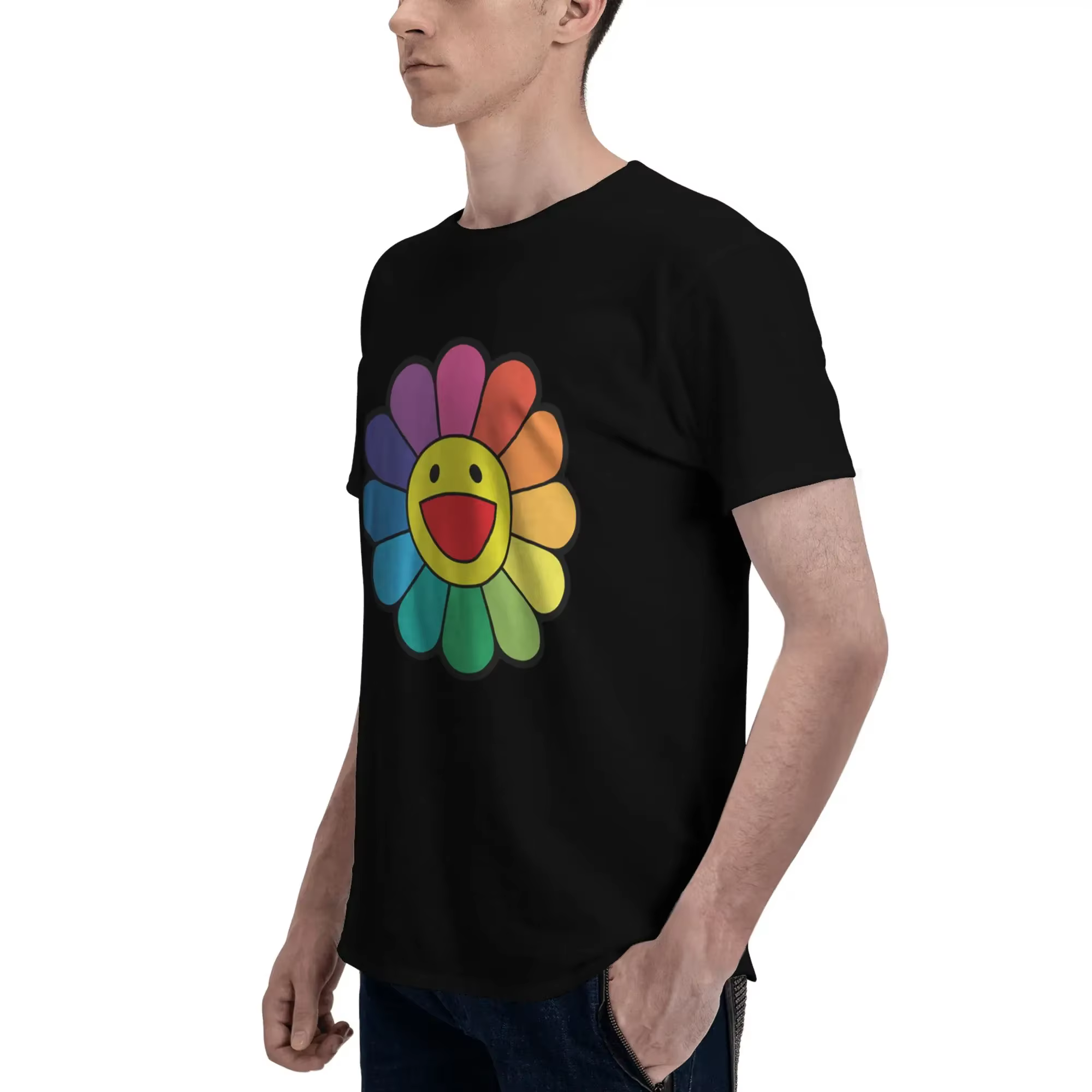 TAKASHI MURAKAMI fleur arc-en-ciel 100% coton T-Shirt hommes surdimensionnés t-shirts