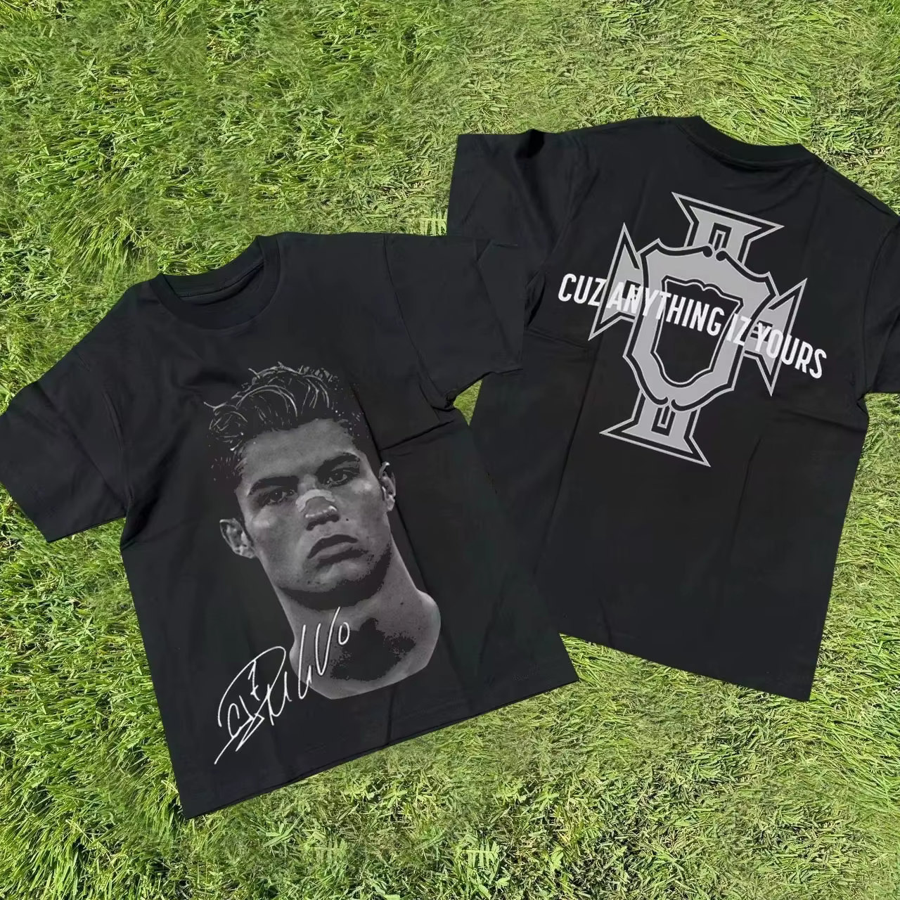 T-shirt imprimé avec les portraits des superstars du football Cristiano Ronaldo