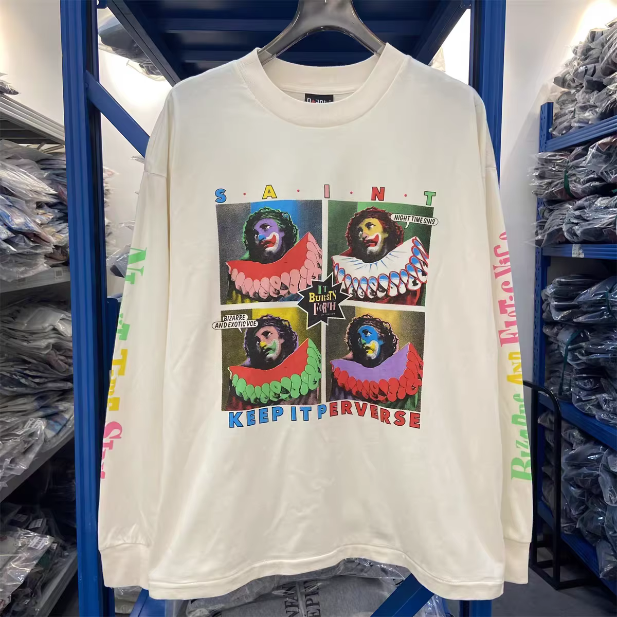 2025fw LS TEE manches longues SAINT t-shirt hommes femmes lavé tissu lourd