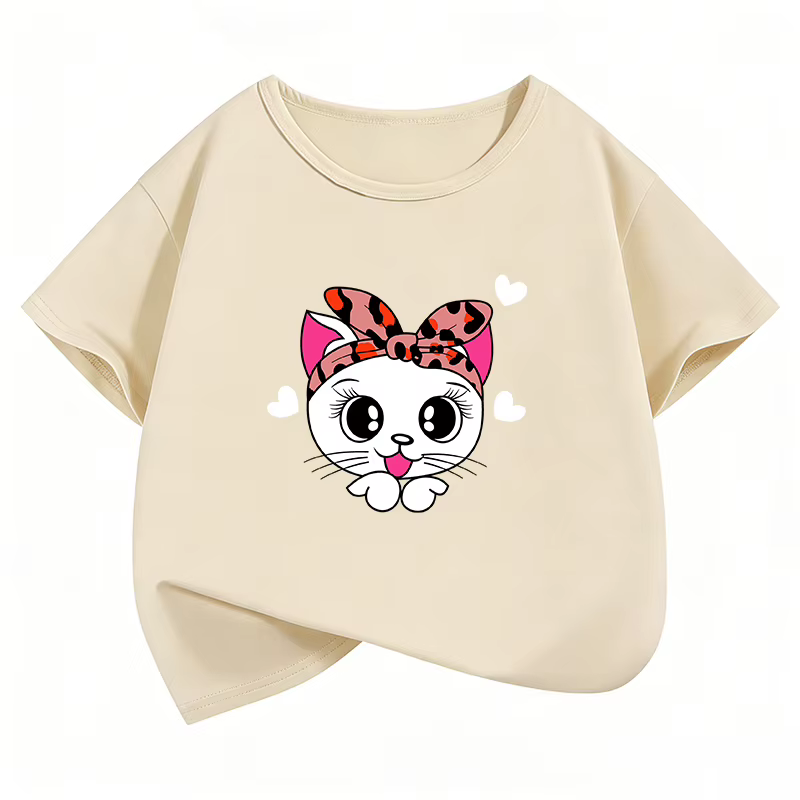 T-shirts décontractés pour enfants avec motif chat
