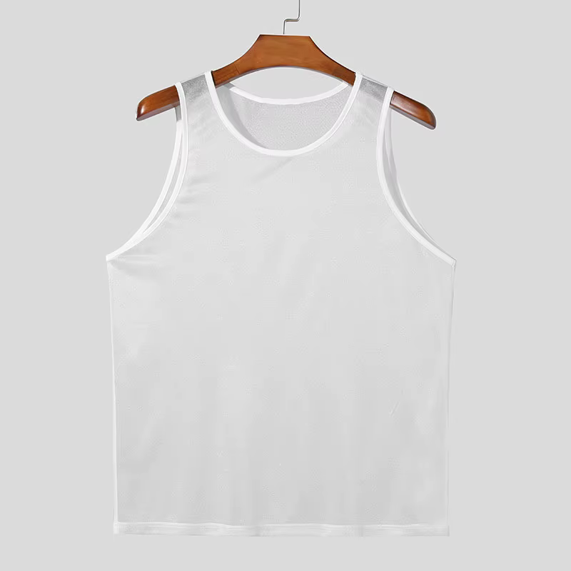 Débardeur transparent en tricot de luxe pour hommes