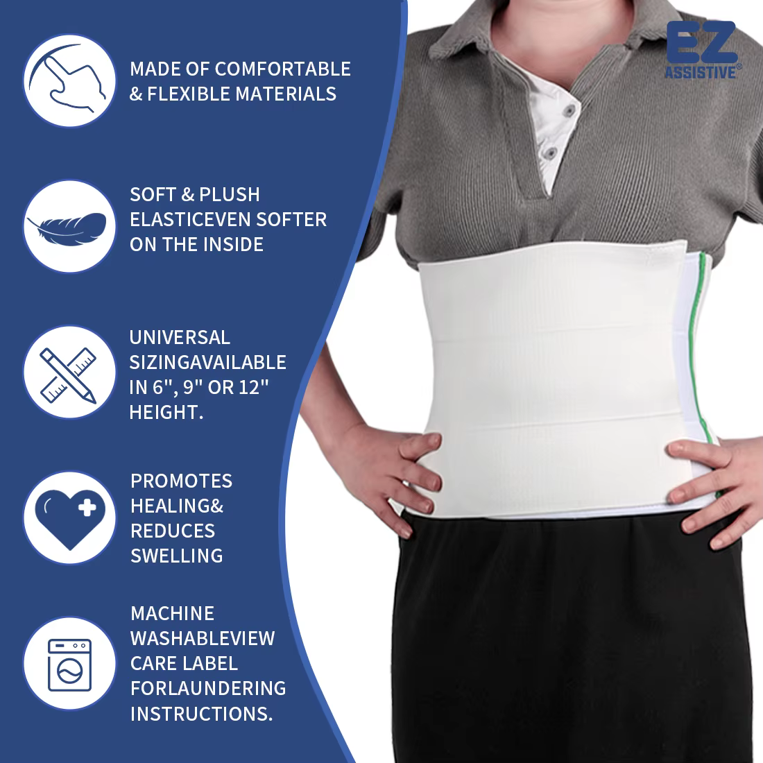 Ehucon Ceinture Abdominale Large - Bandage de Soutien Postopératoire pour Hernie