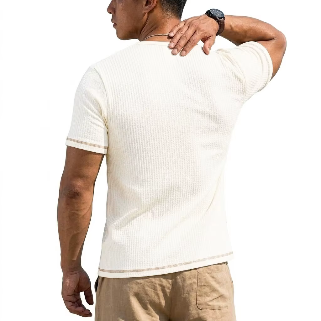 T-shirt Henley de luxe d'été à manches courtes pour homme
