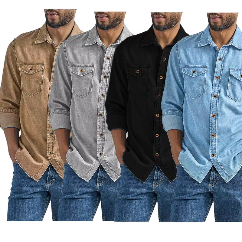 Chemise en jean, vêtements de travail pour hommes européens et américains