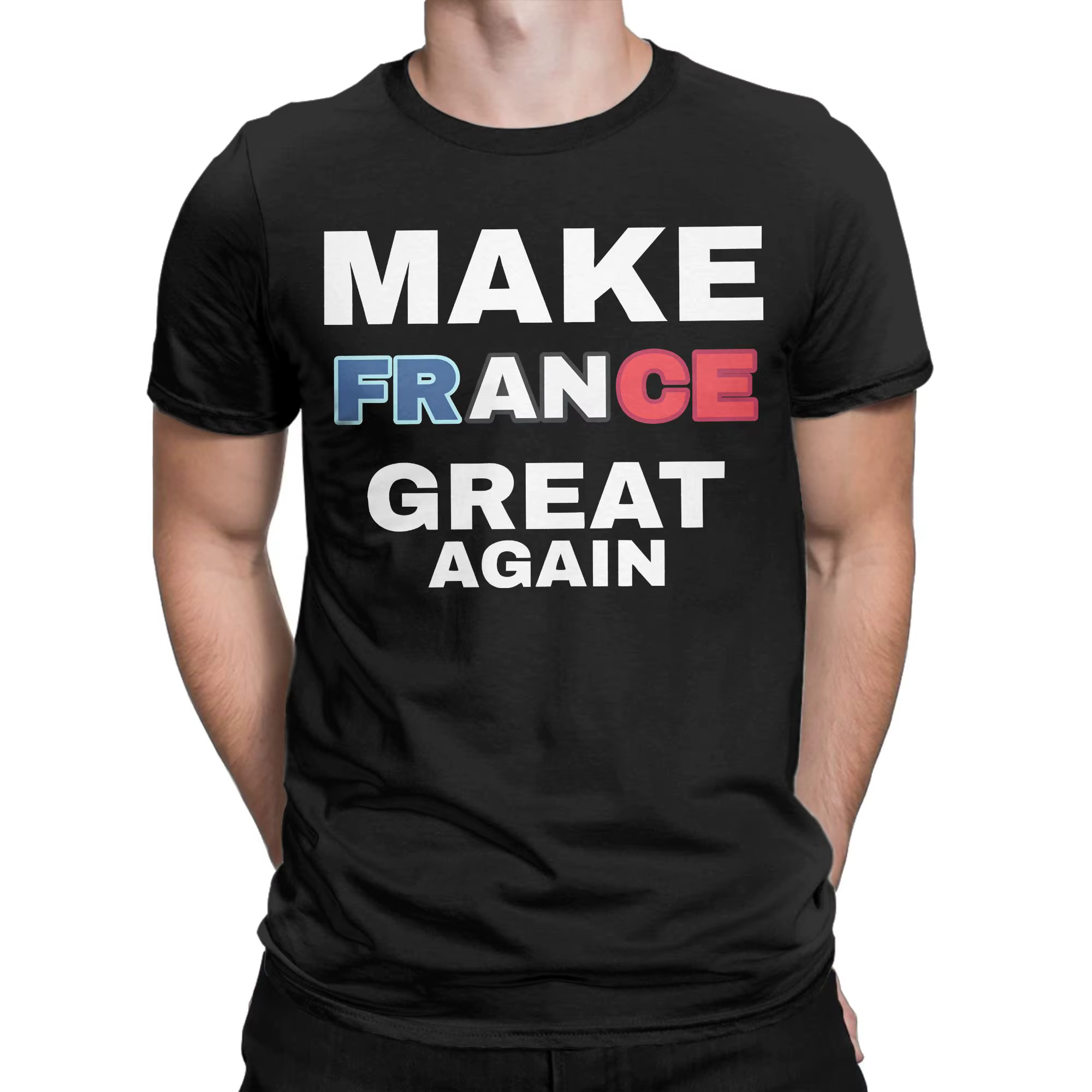 T-shirt pour hommes en coton pur, col rond, à manches courtes, idée cadeau, « Make France Great Again »