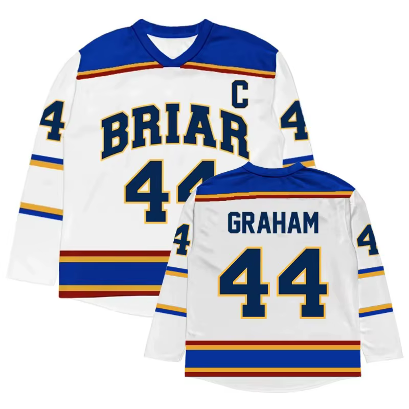 Briar University Hockey Graham 44 Tucker 46 T-shirt unisexe respirant à manches longues avec impression 3D