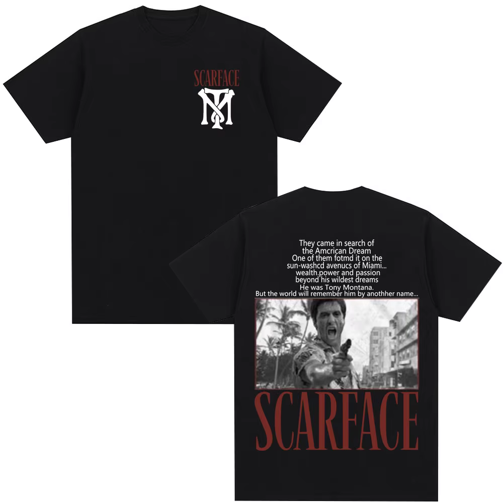Film classique Scarface T-shirt Tony Montana Al Pacino T-shirts hommes femmes vêtements Vintage gothique surdimensionné