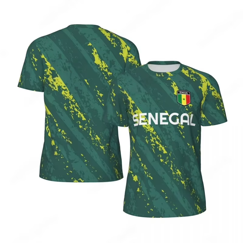 Mode drapeau du sénégal graphique Football T-shirts pour hommes tendance 3D emblème National imprimé sport