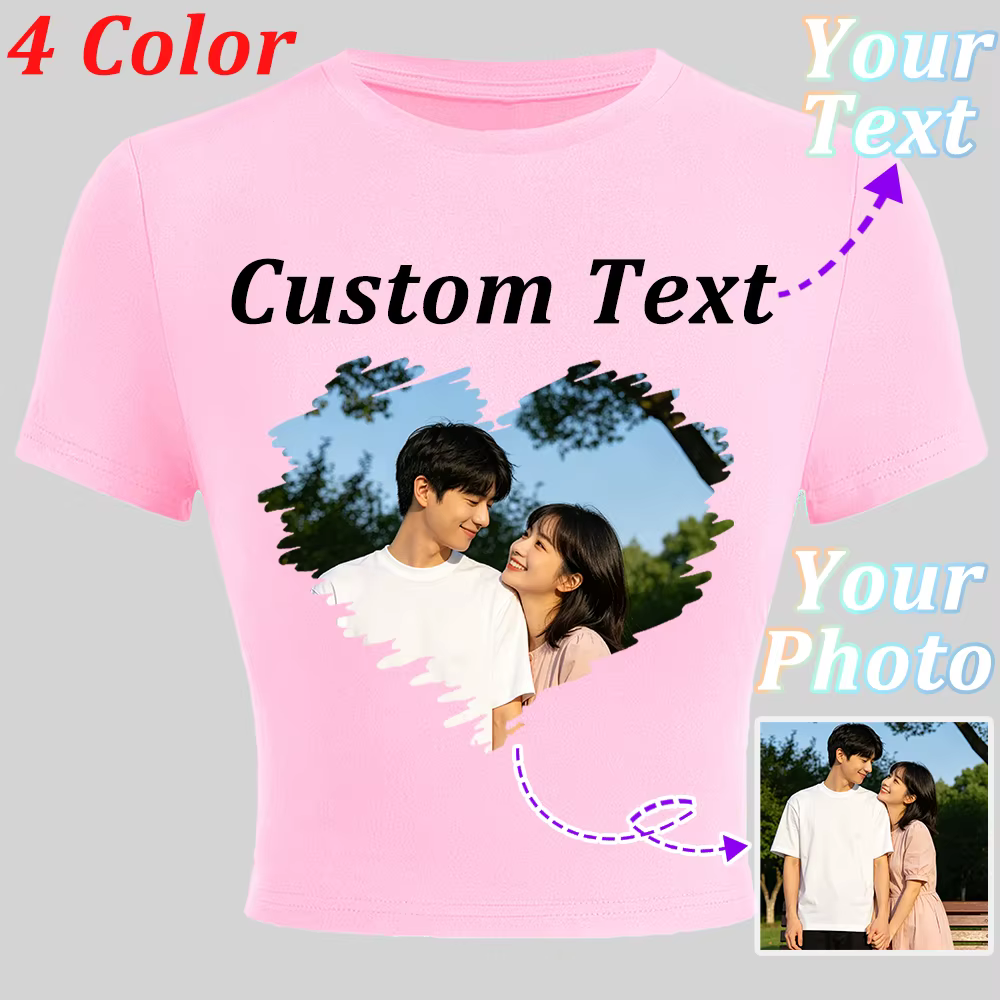 T-shirt personnalisé pour femme avec photo de couple ou de famille