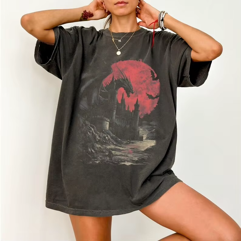 Chemise Dragon T-shirt graphique médiéval confortable coloré hommes dames cadeau