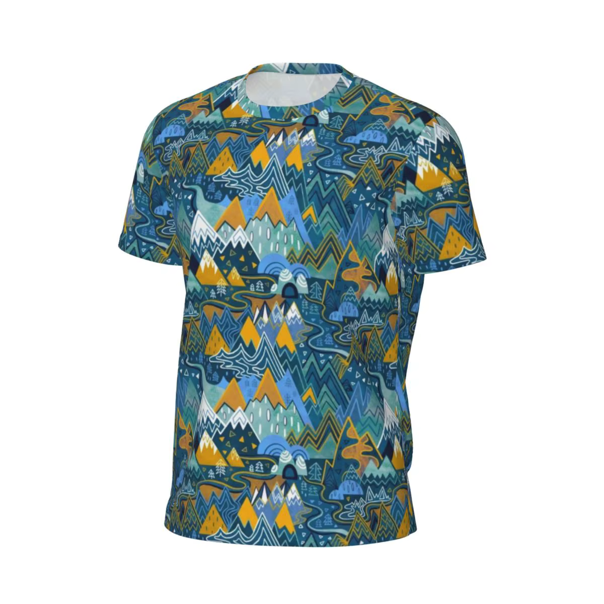 T-shirt de course rétro Maximalist Mountain Maze pour hommes