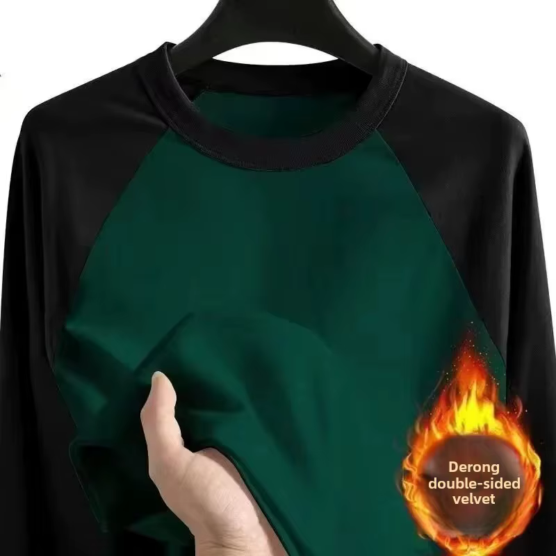 T-shirt à manches longues en velours double face pour homme