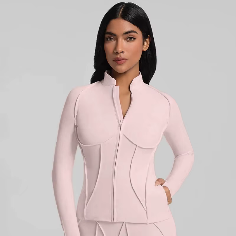 Chemise de Compression veste de Yoga pour femmes col montant haut de sport fermeture éclair manches longues