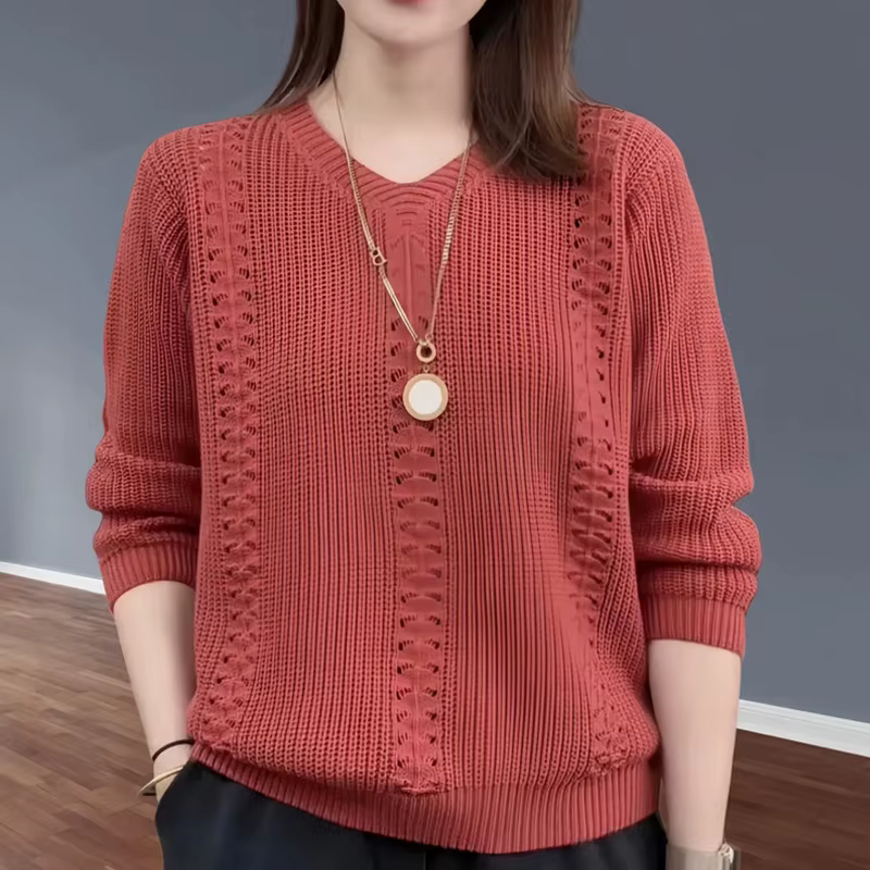 Pull tricoté à col en v pour Femme