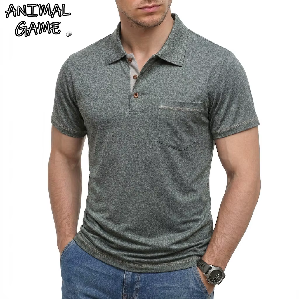 Nouveau Polo Uni Homme Été Manches Courtes Boutonné Col Revers Léger Respirant Sport Décontracté Streetwear