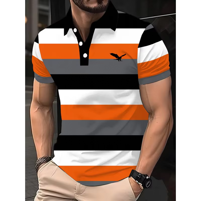 Polo pour homme, T-shirt décontracté d'été à col rond et manches courtes