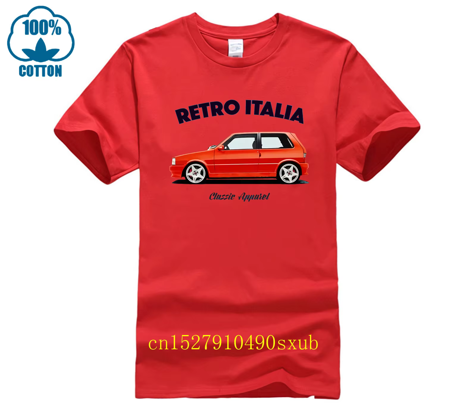 T-shirt FIAT UNO TURBO. RÉTRO ITALIE. VOITURE CLASSIQUE. ABARTH