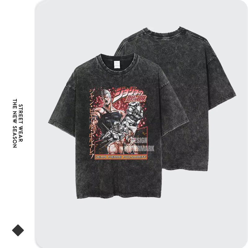 Bandai Stardust croisé T-shirt Manga Vintage lavé JOJO t-shirts surdimensionné