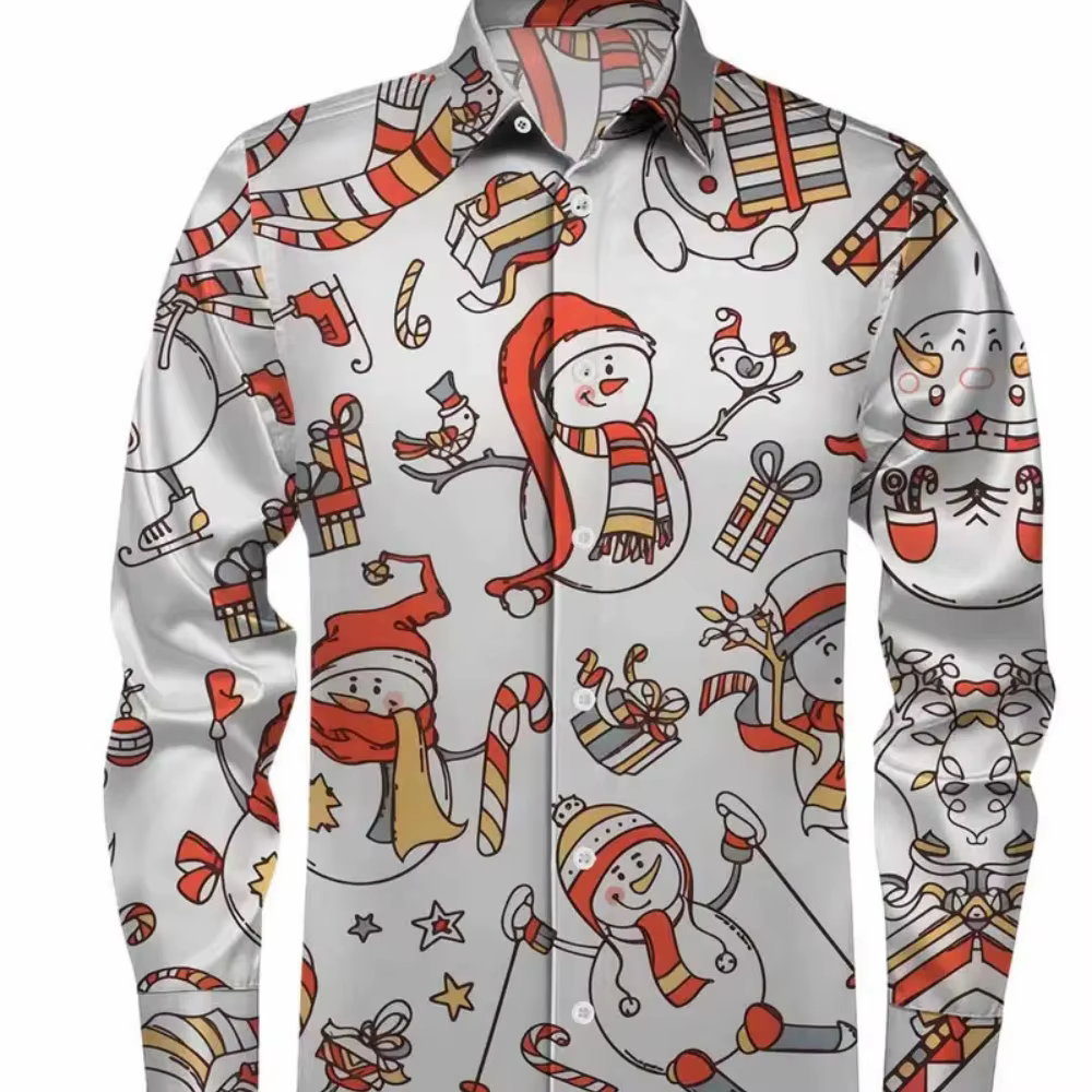 Chemise imprimée de fête de noël pour hommes