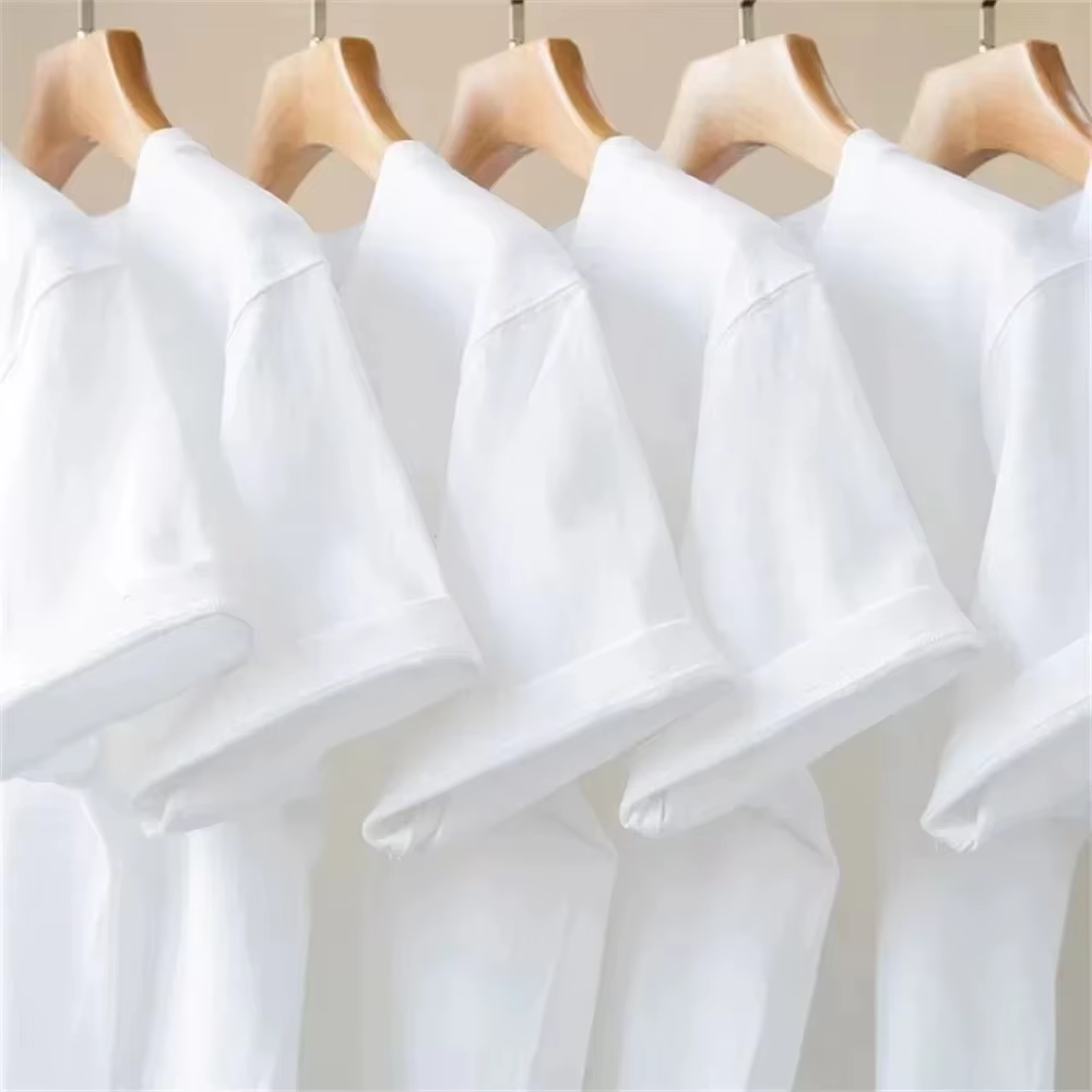 T-shirt unisexe en coton pur blanc lourd