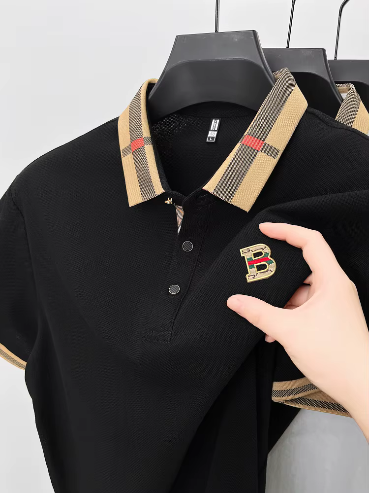 Marque de luxe logo polo à manches courtes hommes été nouveau haut de gamme en soie coton respirant Paul T-shirt mode