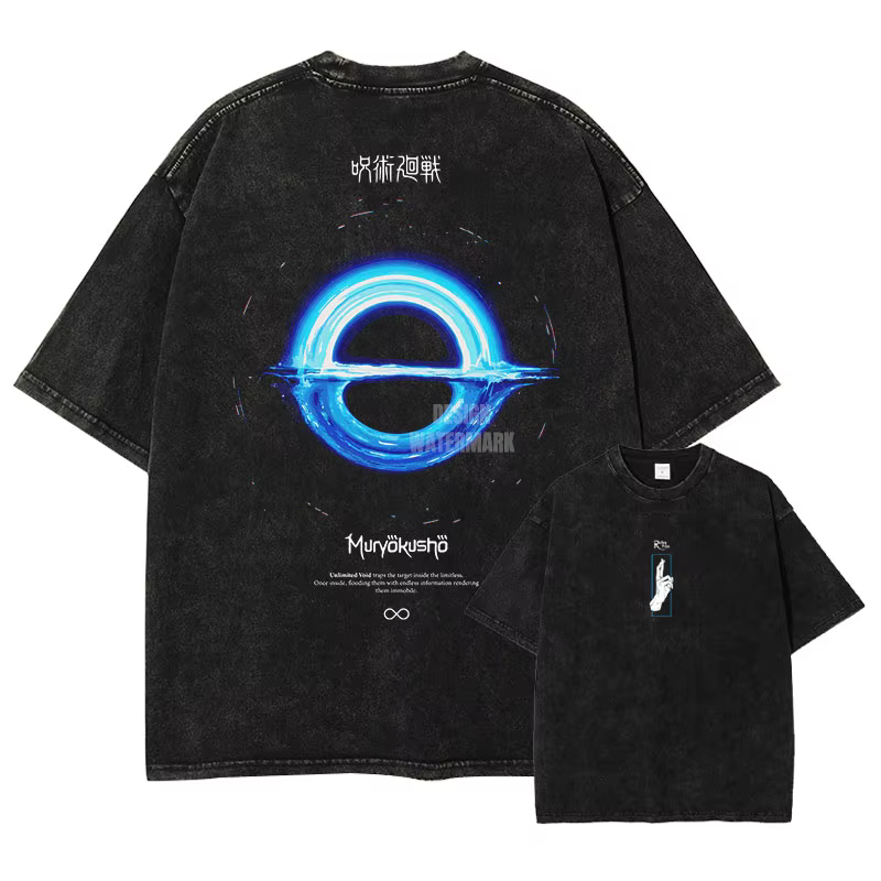 Choso T-shirts Gojo Unlimited Void Oversized Vintage Washed T Shirt Manga Short Sleeve Retro