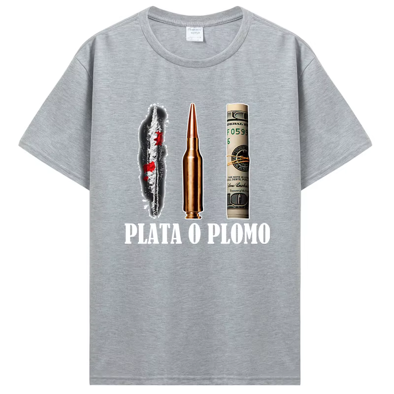 T-shirt pour homme, couleur argent ou plomb, EL Patron