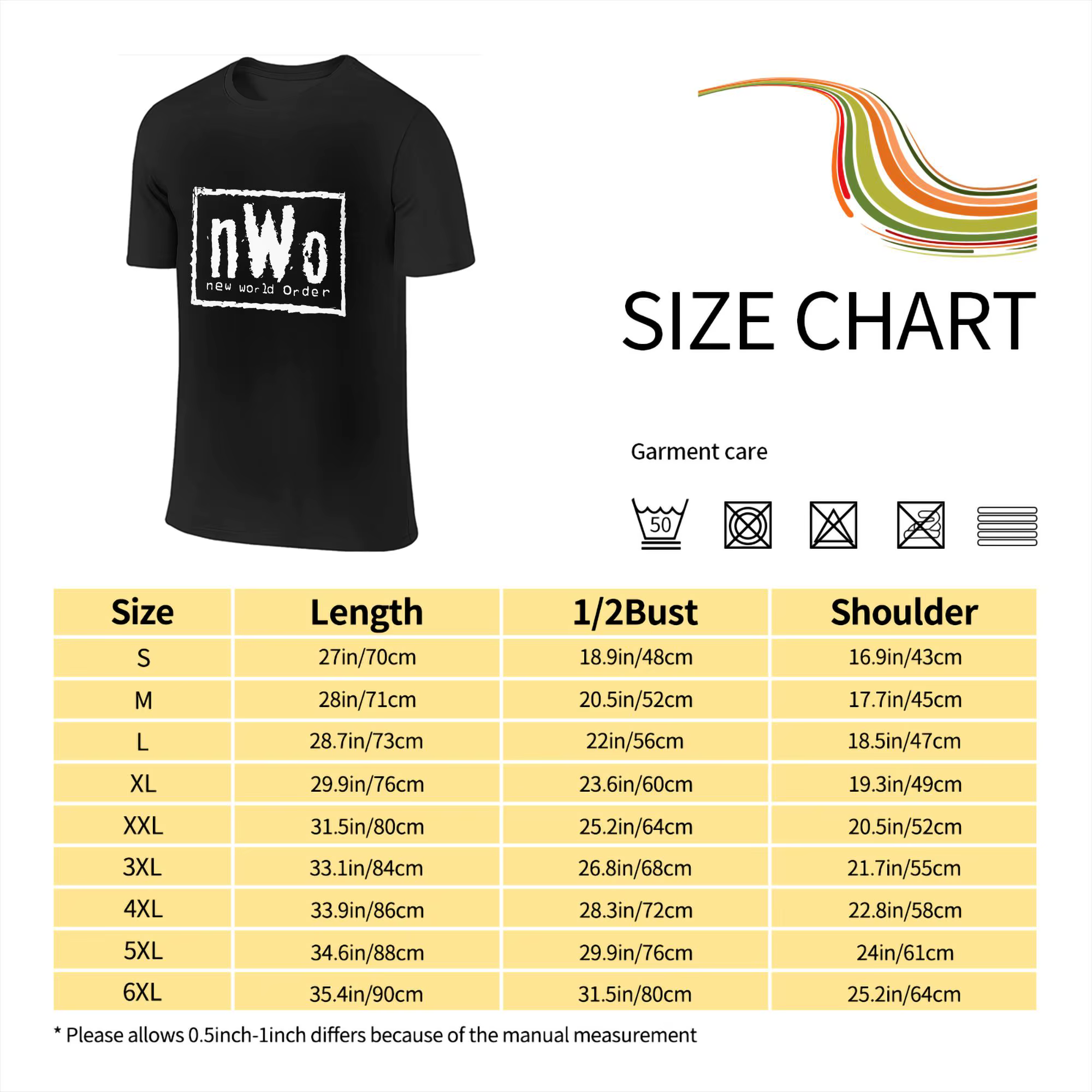 T-Shirt NWO New World Order Wrestling pour hommes, double face, grande taille, col rond, en coton, manches courtes, été