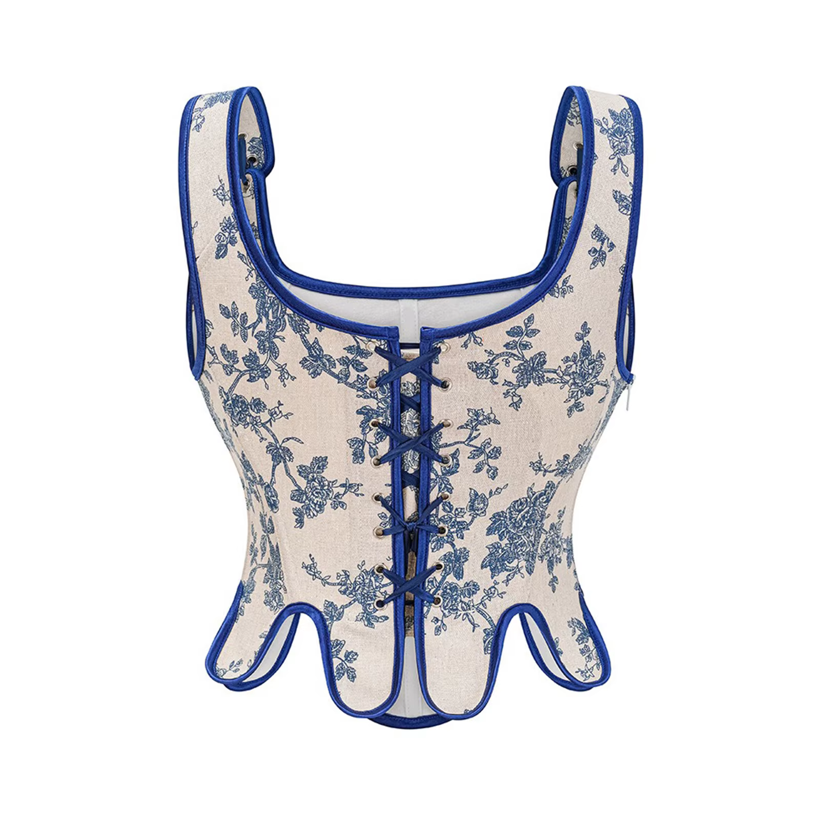 Xingqing Corset culture hauts Sexy femmes français Vintage Floral sans manches cravate Bustier t-shirts dames vêtements été Streetwear