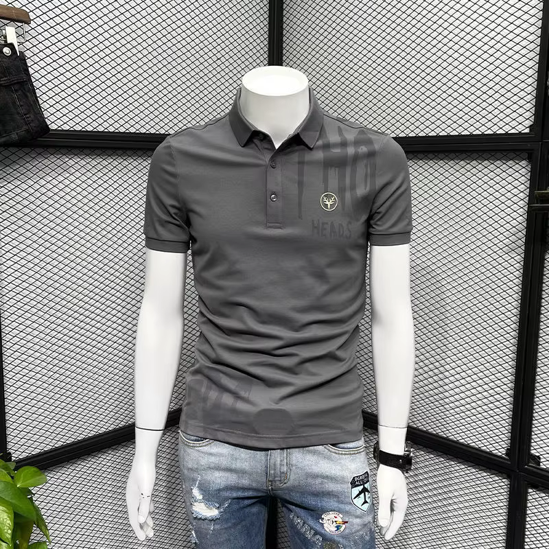 Polo Slim Fit pour hommes avec col imprimé brodé