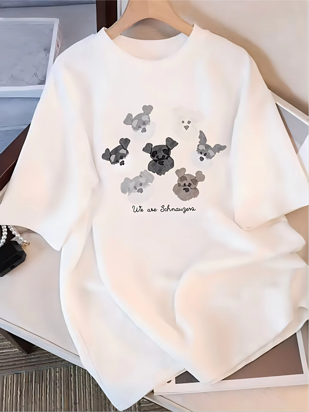 T-shirt vintage imprimé chien pour femme