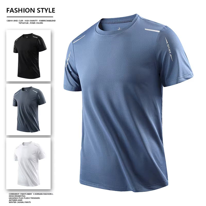CHRLCK hommes course séchage rapide T-shirts respirant randonnée pêche