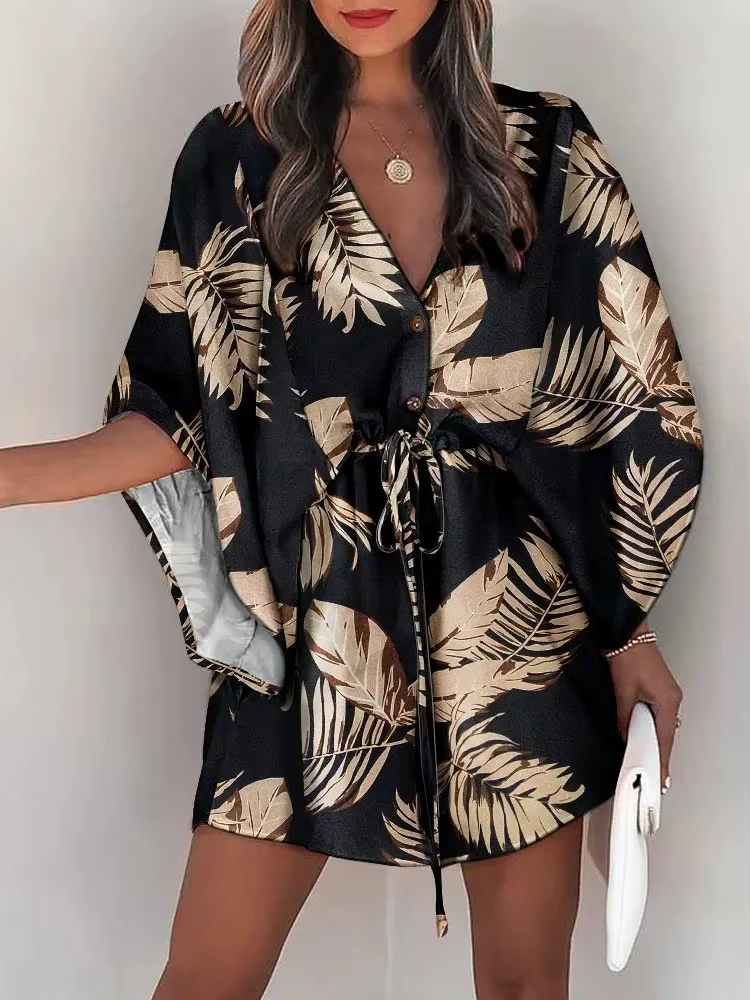 Robe d'été décontractée à manches volantes pour femmes