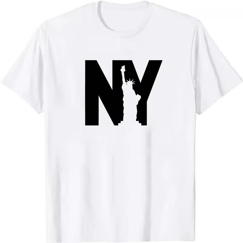 T-shirts imprimés graphiques NY pour hommes – Vêtements d'été décontractés