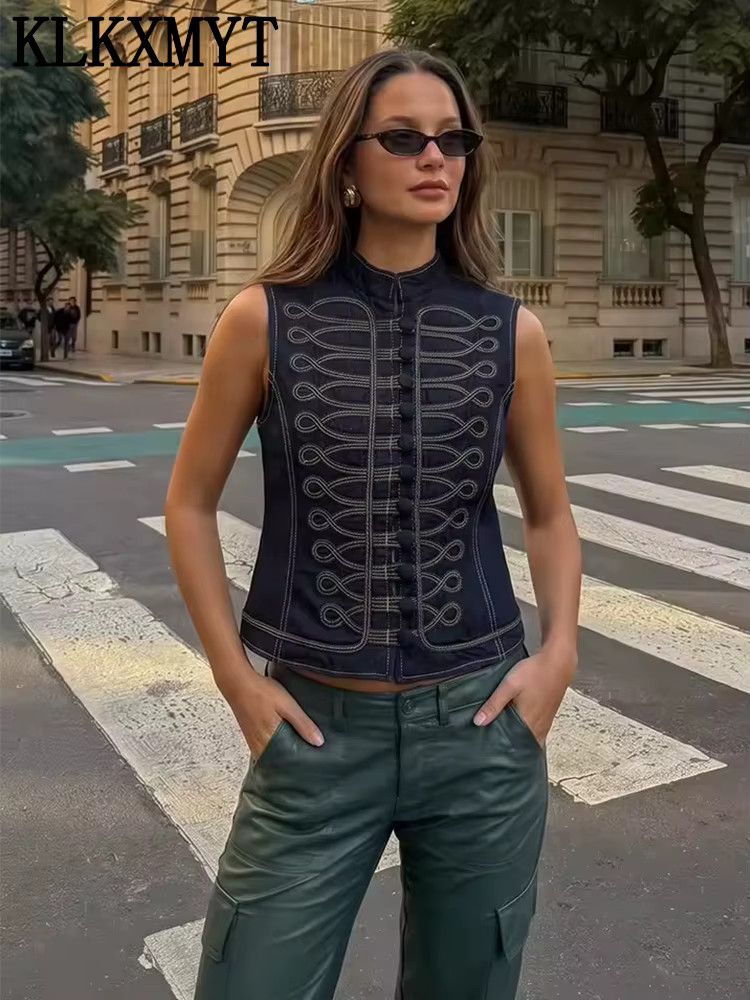 Gilet court en jean pour femme KLKXMYT – Nouvelle collection chic et décontractée pour l'été
