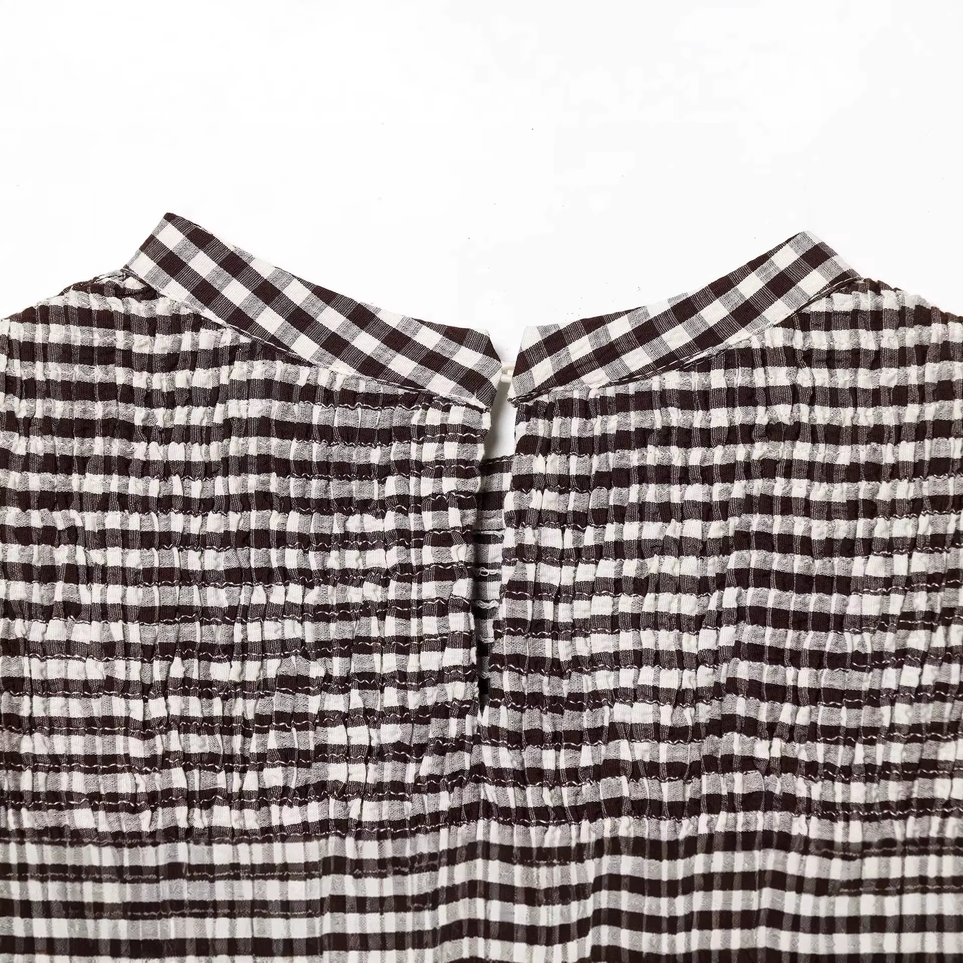 Chemise Vintage Femme Tendance à Col Montant et Manches Bulles