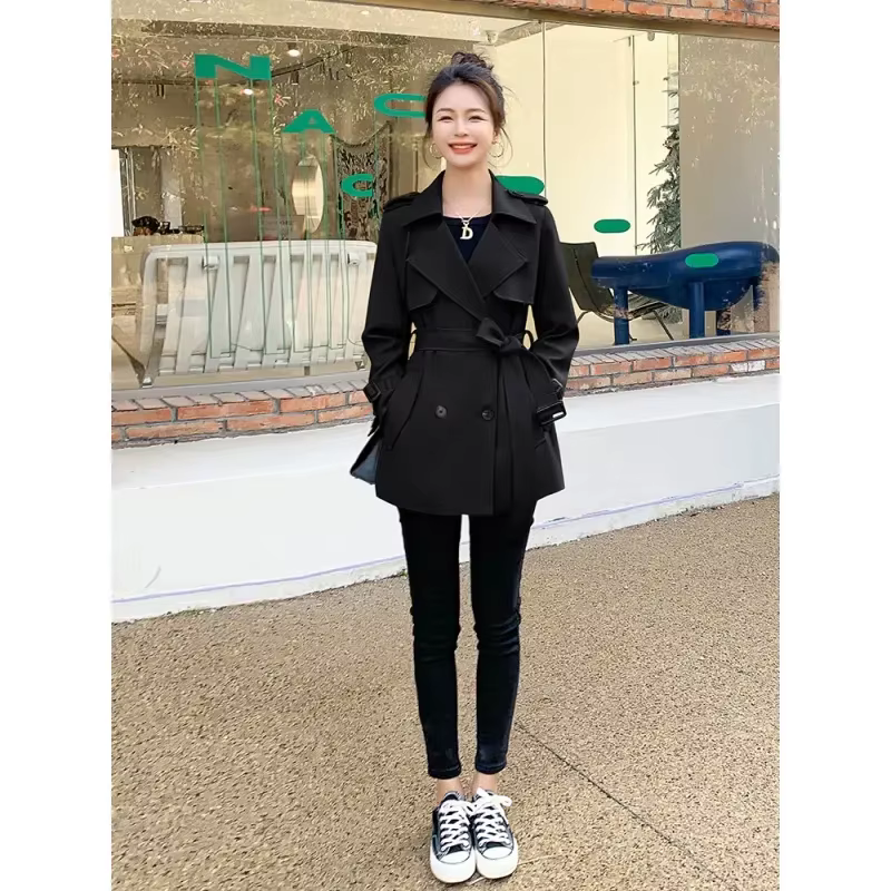 Coupe-vent court kaki Style Hepburn pour femmes