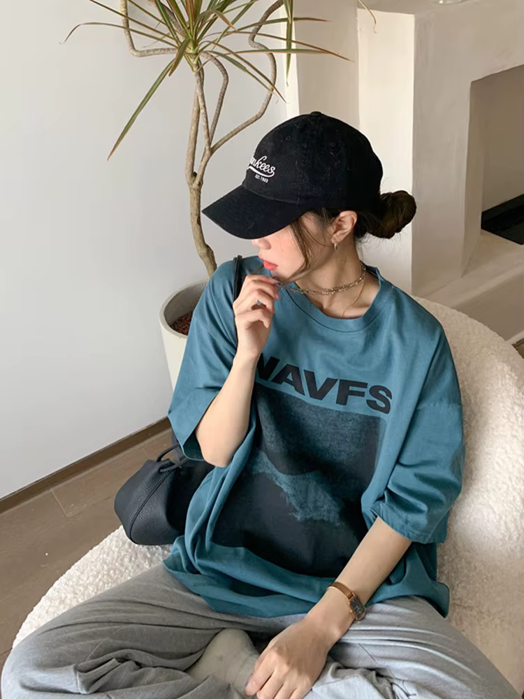 T-shirt manches courtes femme blanc, streetwear estival et créatif, Harajuku