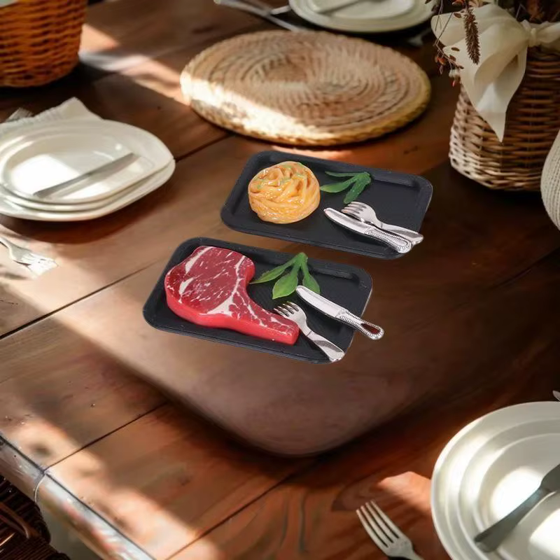 Kit de modèle de jouet de décoration alimentaire de cuisine de maison de poupée à faire soi-même, 5 pièces, pâtes à Steak, assiette, couteau, fourchette, ensemble de simulation Miniature