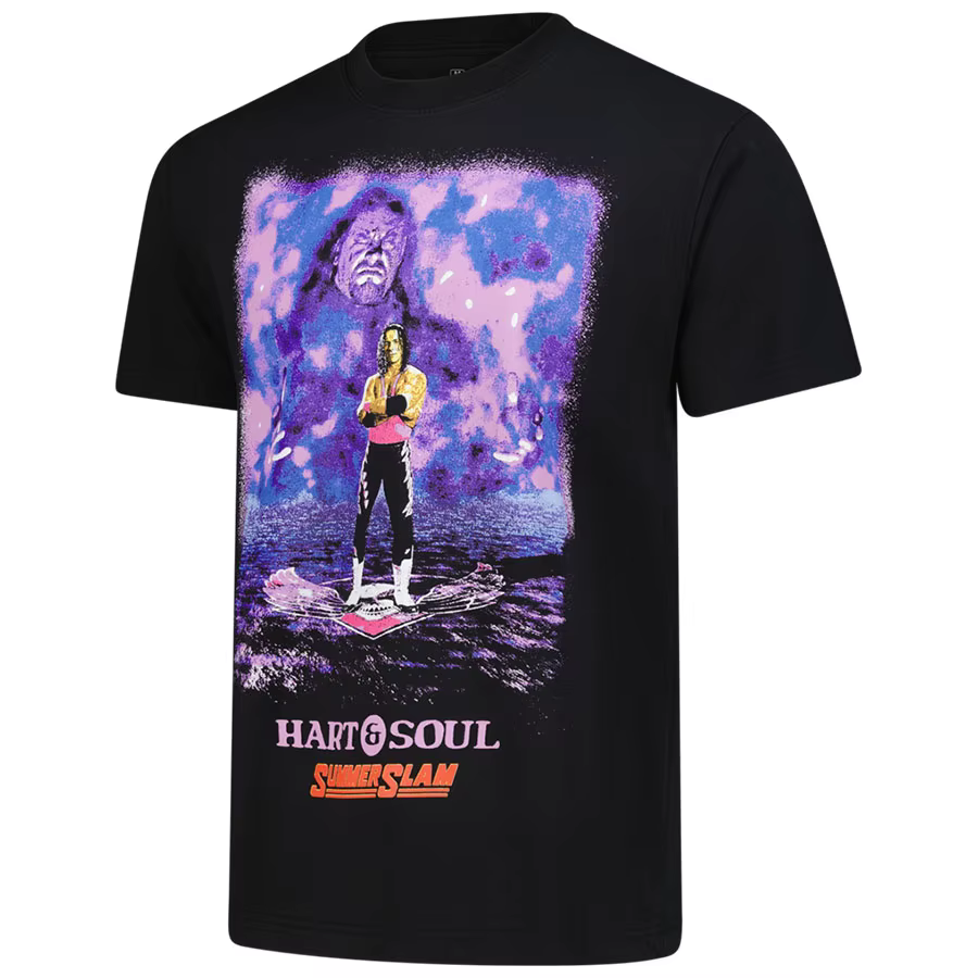 T-shirt graphique vintage noir Bret Hart Hart&Soul pour homme – Tendance mode classique