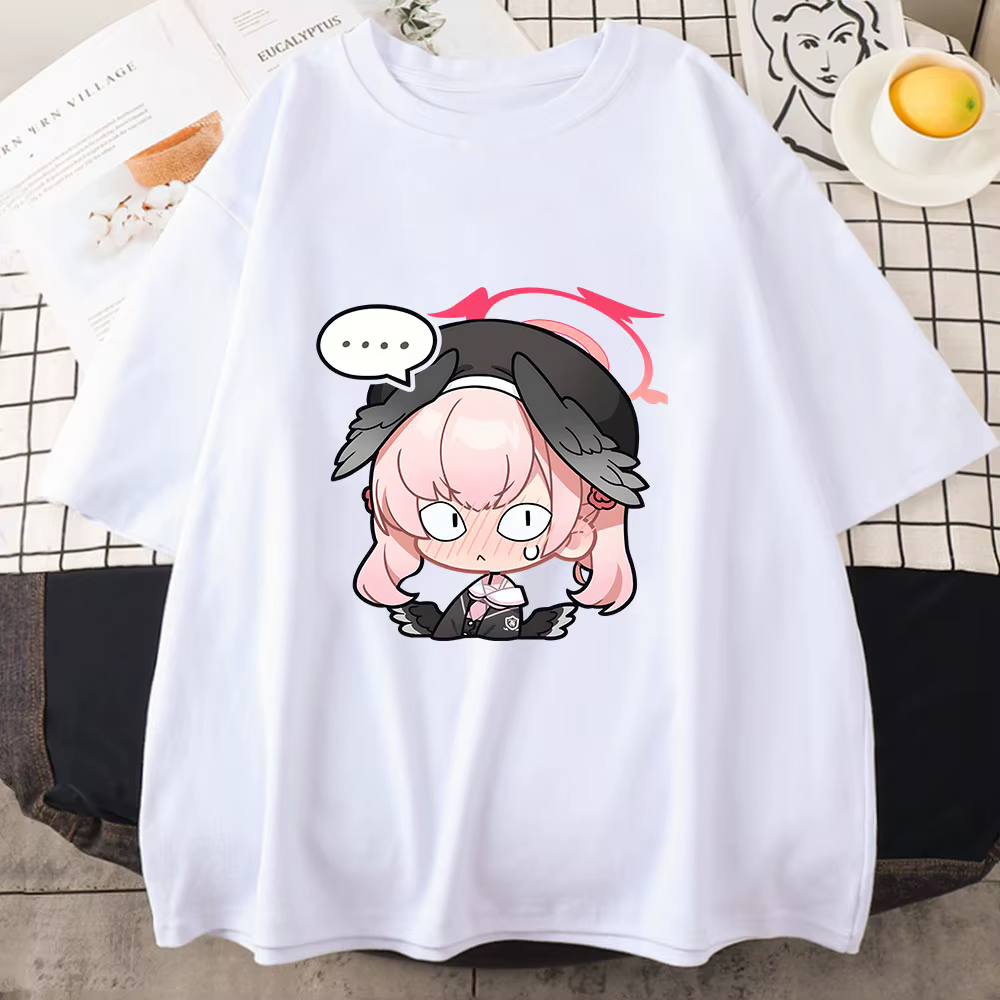 Bleu archives Koharu chemises 100% coton t-shirts occasionnels Kawaii personnage Anime T-shirt Manga graphique