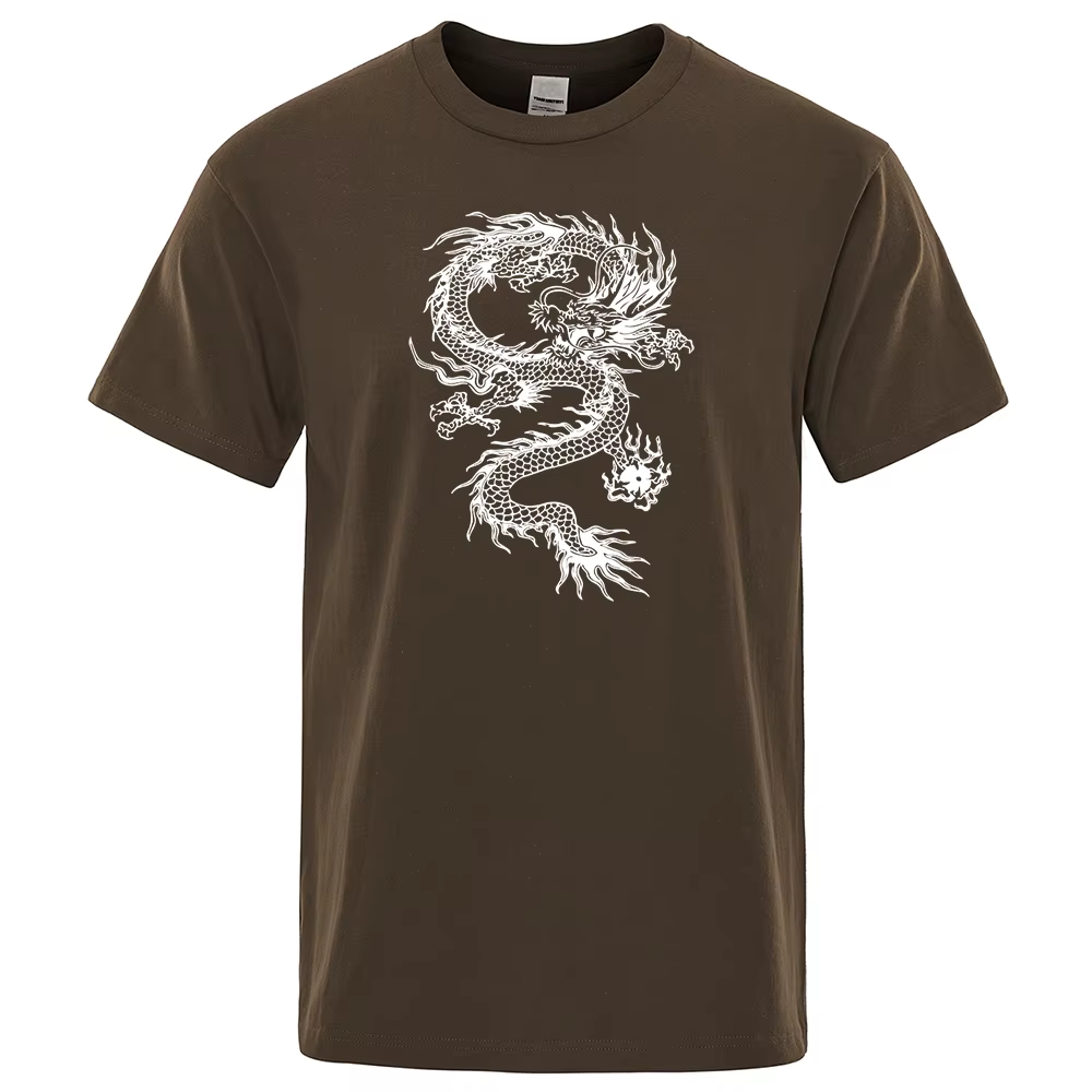 T-Shirt Dragon blanc pour hommes