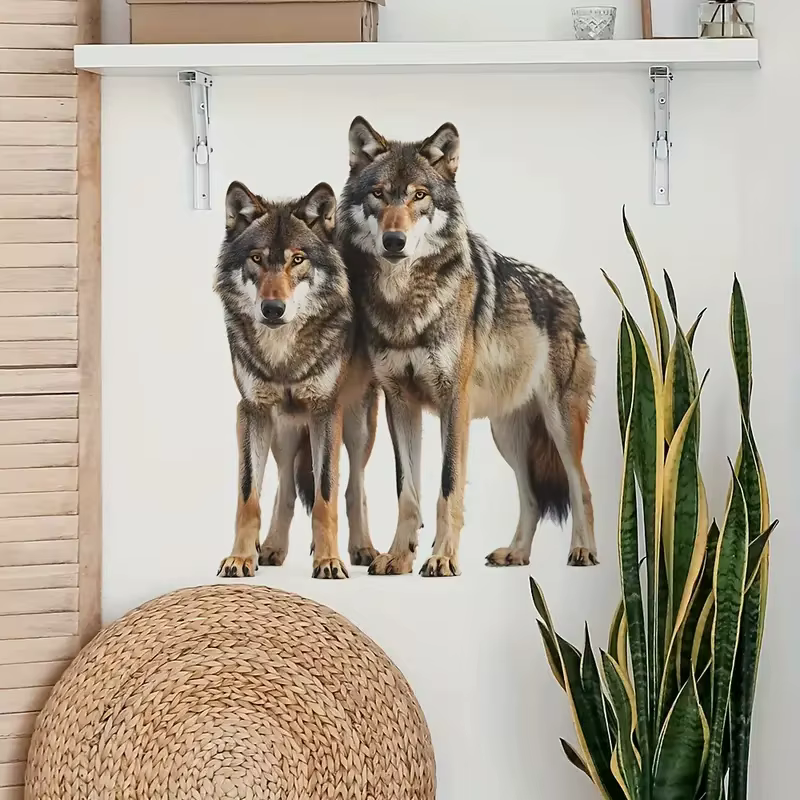 Autocollant mural de loup pour chambre à coucher, mur lumineux pour la maison, armoire, porte, réfrigérateur, décalcomanies de voiture en vinyle, papier peint d'art