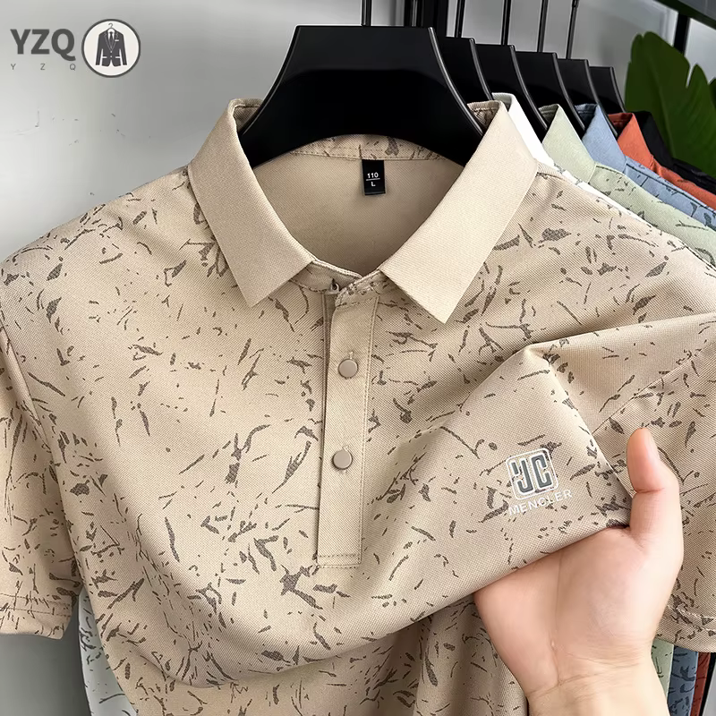 Polo brodé et imprimé avec logo minimaliste pour hommes