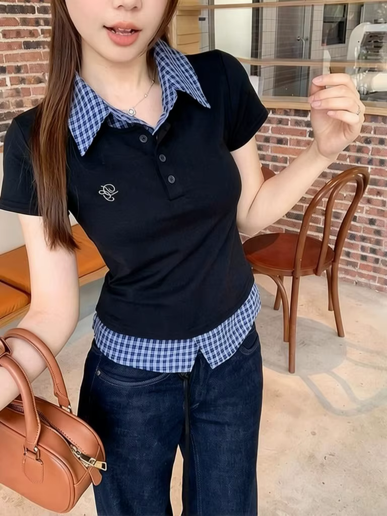 T-shirts à col preppy pour femmes
